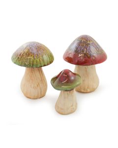Set of 3 Mushroom Garden Ornaments