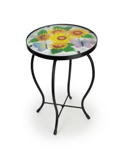 Sunflowers & Butterflies Glass Table